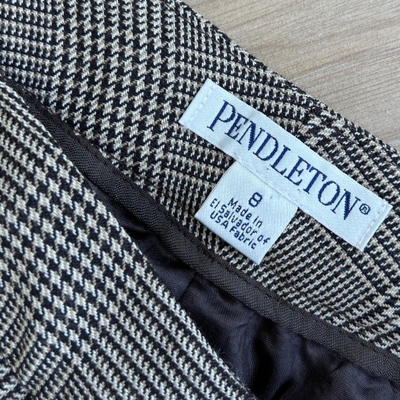 Pendleton Vintage Houndstooth Virgin Wool Pants Trousers Size 8 Tan Black - Picture 7 of 15